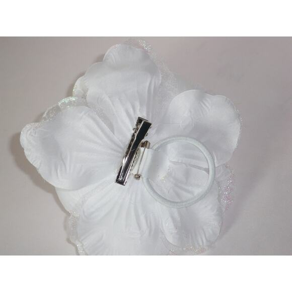 White flower hair pin hair clip hair tie, big flower white head piecel hairpiece - Picture 3 of 5